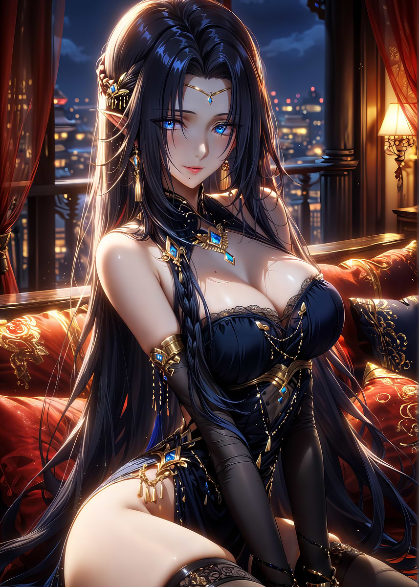 Sexy Anime Girl in a Dress' Poster, picture, metal print, paint by Fresh  Yeti Designs | Displate