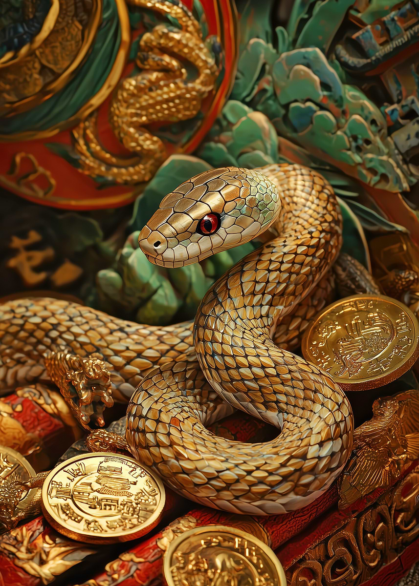 'year of snake ' Poster, picture, metal print, paint by Kitty Bern ...