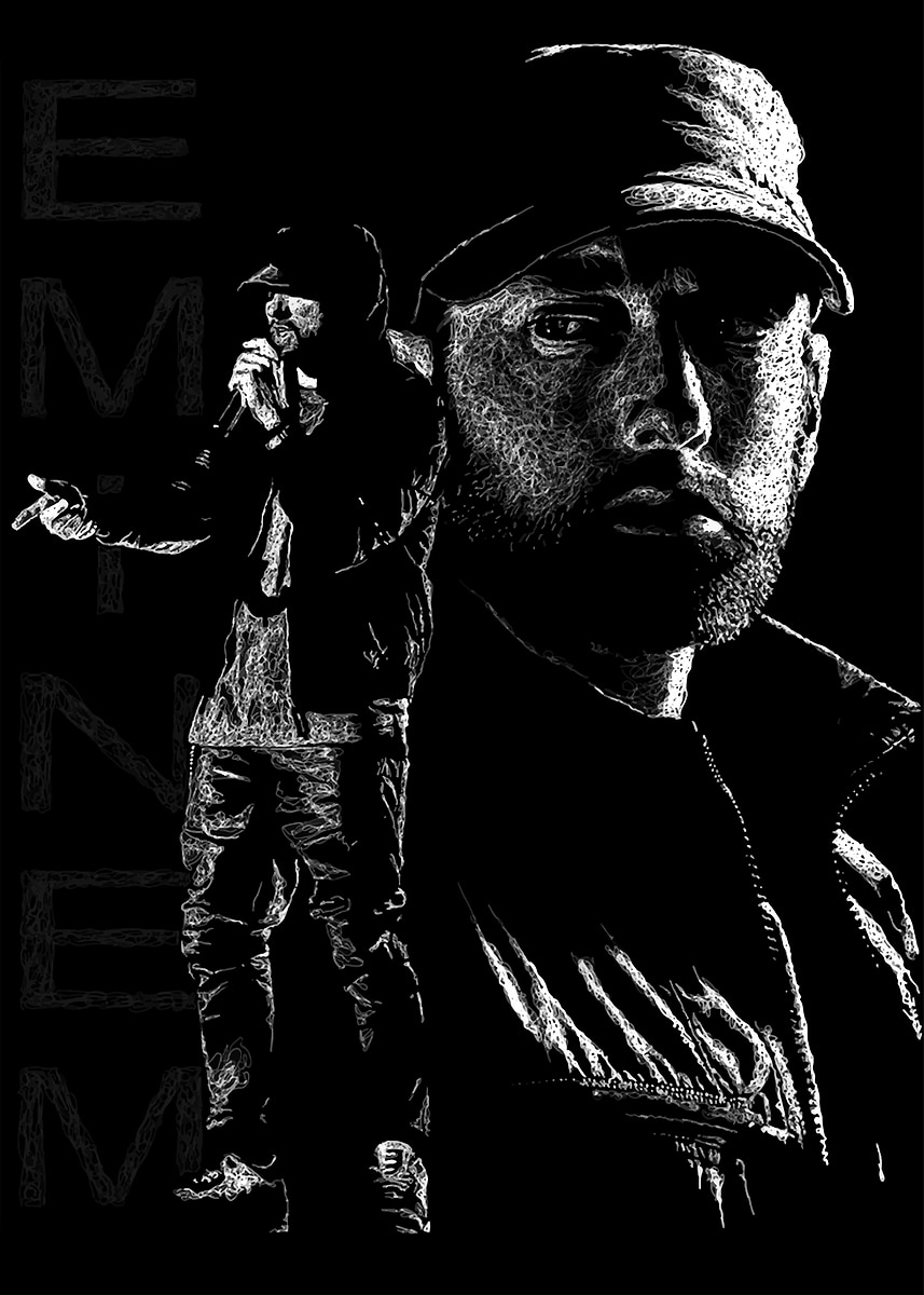 Eminem Scribble Art' Poster, picture, metal print, paint by MAHESA