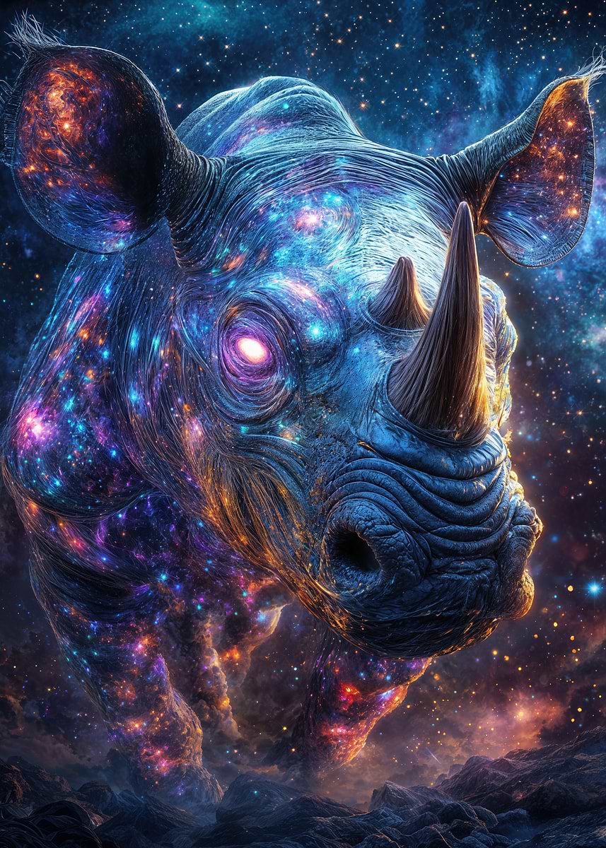 Cosmic Rhinestoning 'Nebular Behemoth: The Cosmic Rhino' Poster, picture, metal print ...