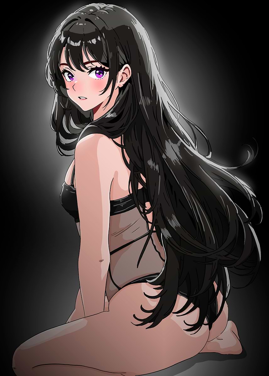 Anime Girl in Black Lingerie' Poster, picture, metal print, paint by ND Fat  | Displate