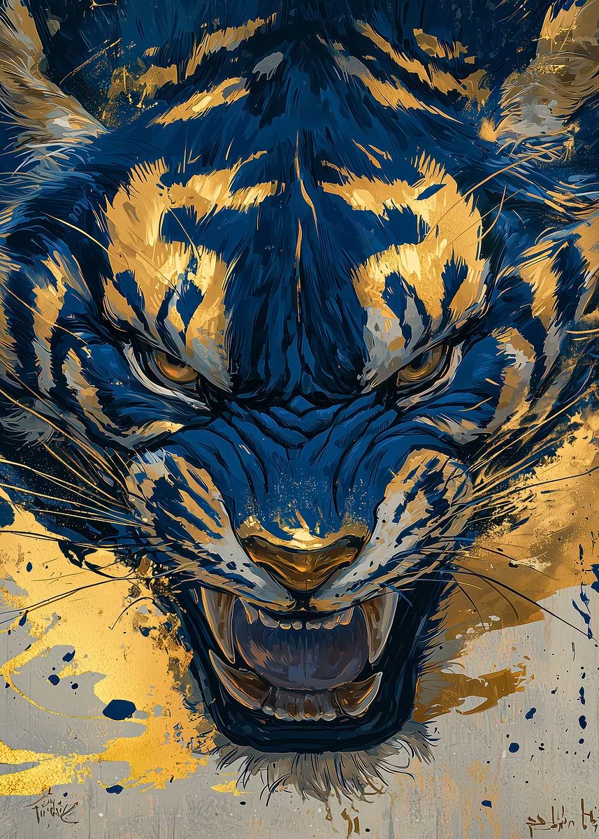 Blue and Gold Tiger' Poster, picture, metal print, paint by BS