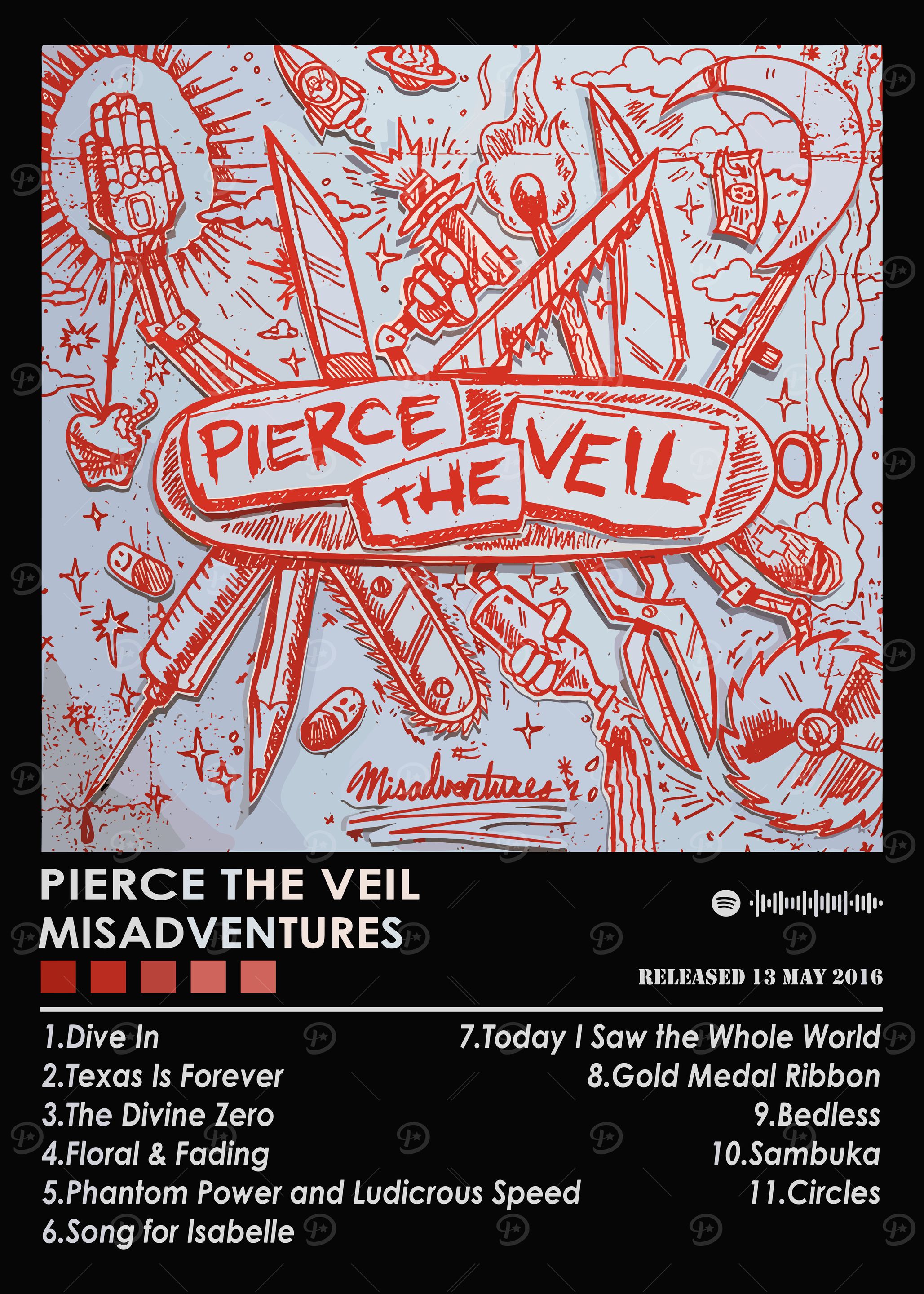 Pierce The Veil Misadventures' Poster, picture, metal print, paint
