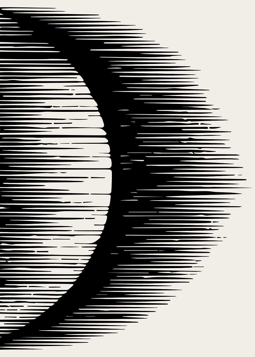 'Lunar Phase Abstract Black and White Art' Poster, picture, metal print ...