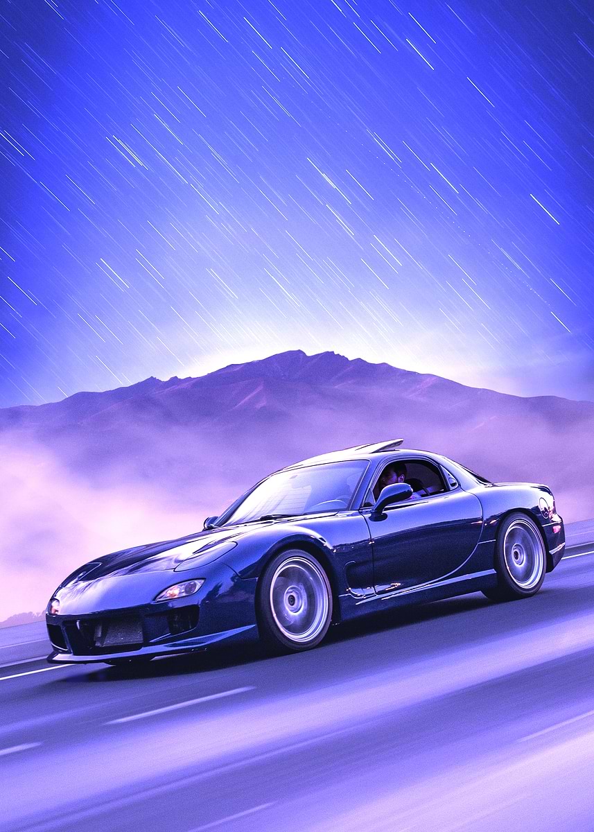 'RX 7 Synthwave' Poster, picture, metal print, paint by Vero Automotive ...