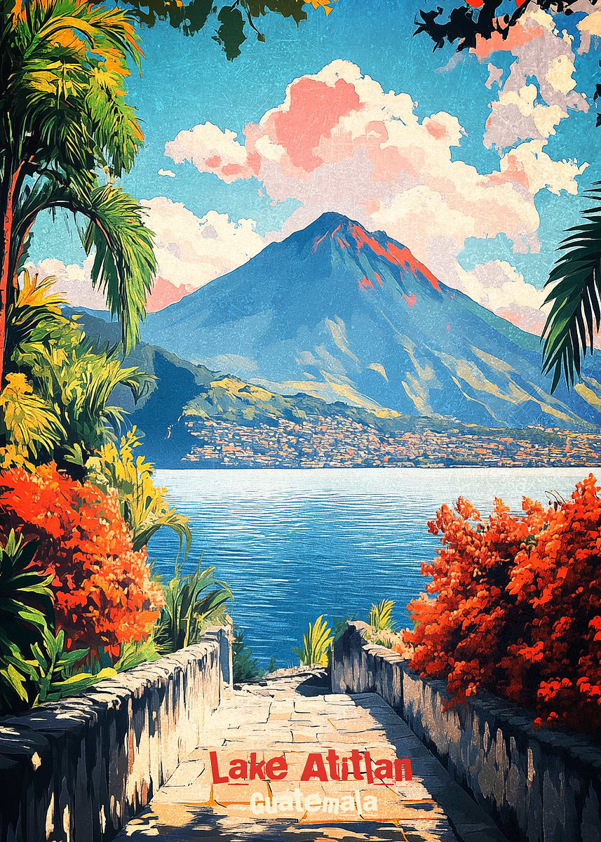 Lake Atitlan Guatemala Art Poster' Poster, picture, metal print