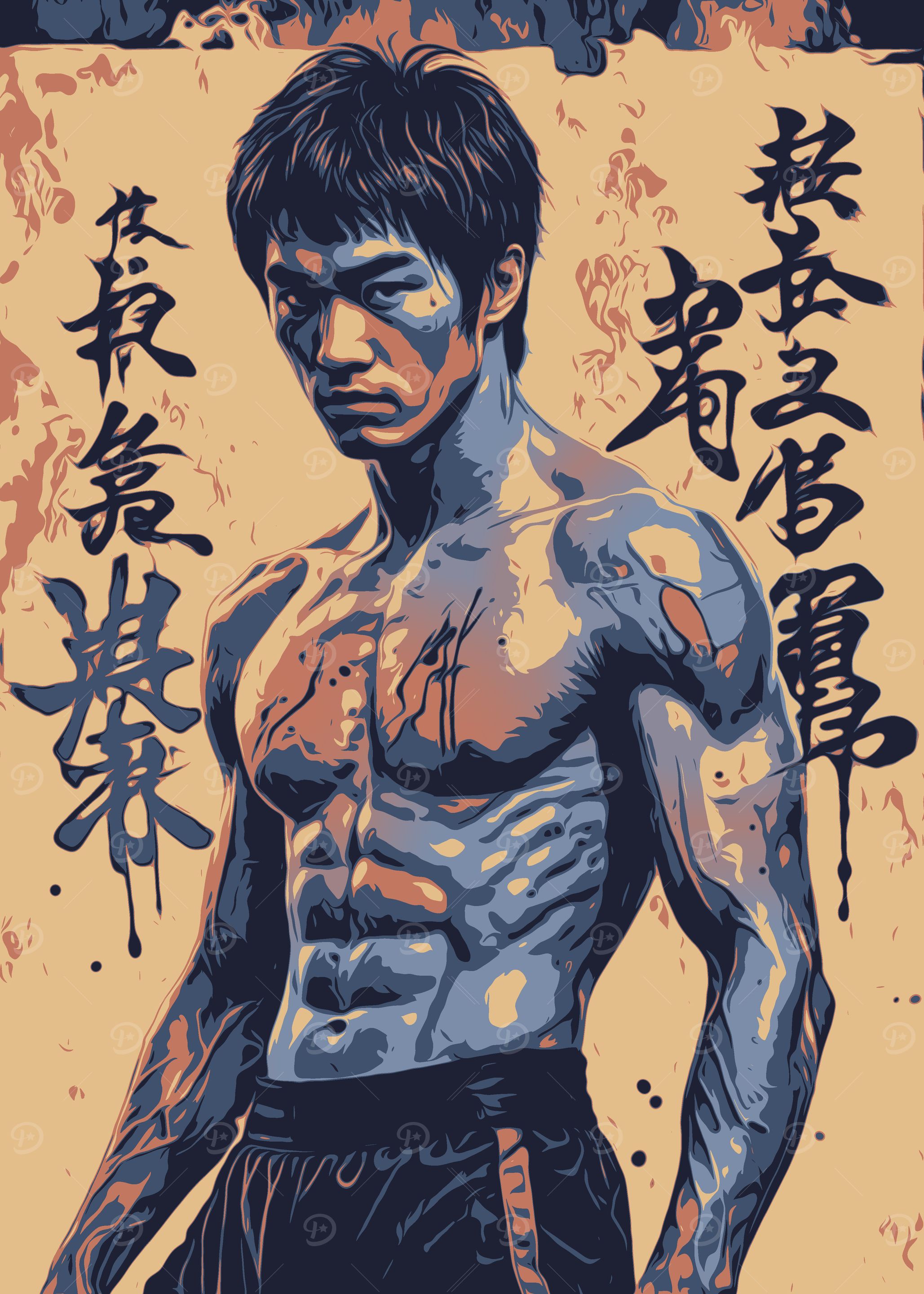Bruce Lee Portrait' Poster, picture, metal print, paint by