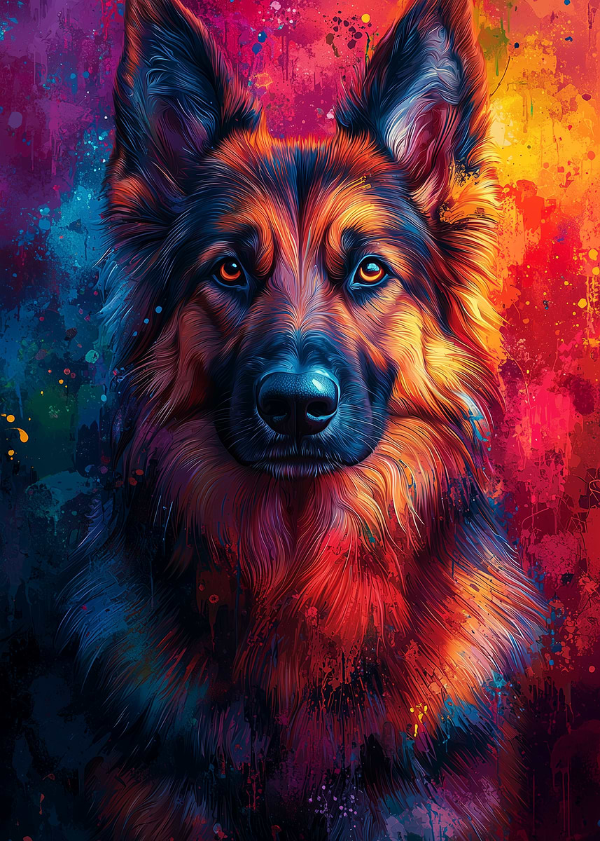 German Shepherd PopSocket - Watercolor Black German Shepherd Portrait Phone Grip