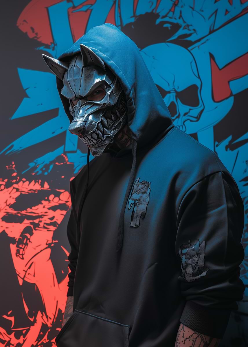 Wolf Rapper Mask 'Wolf Mask Hoodie' Poster, picture, metal print, paint by Bluewing ...