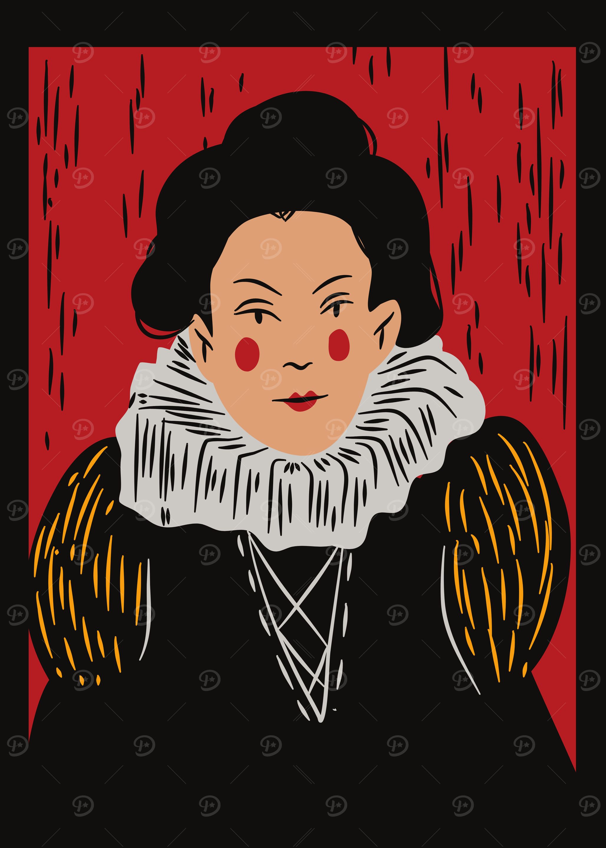 Rich Lady Ruff 'Woman in Ruff' Poster, picture, metal print, paint by LLAM | Displate