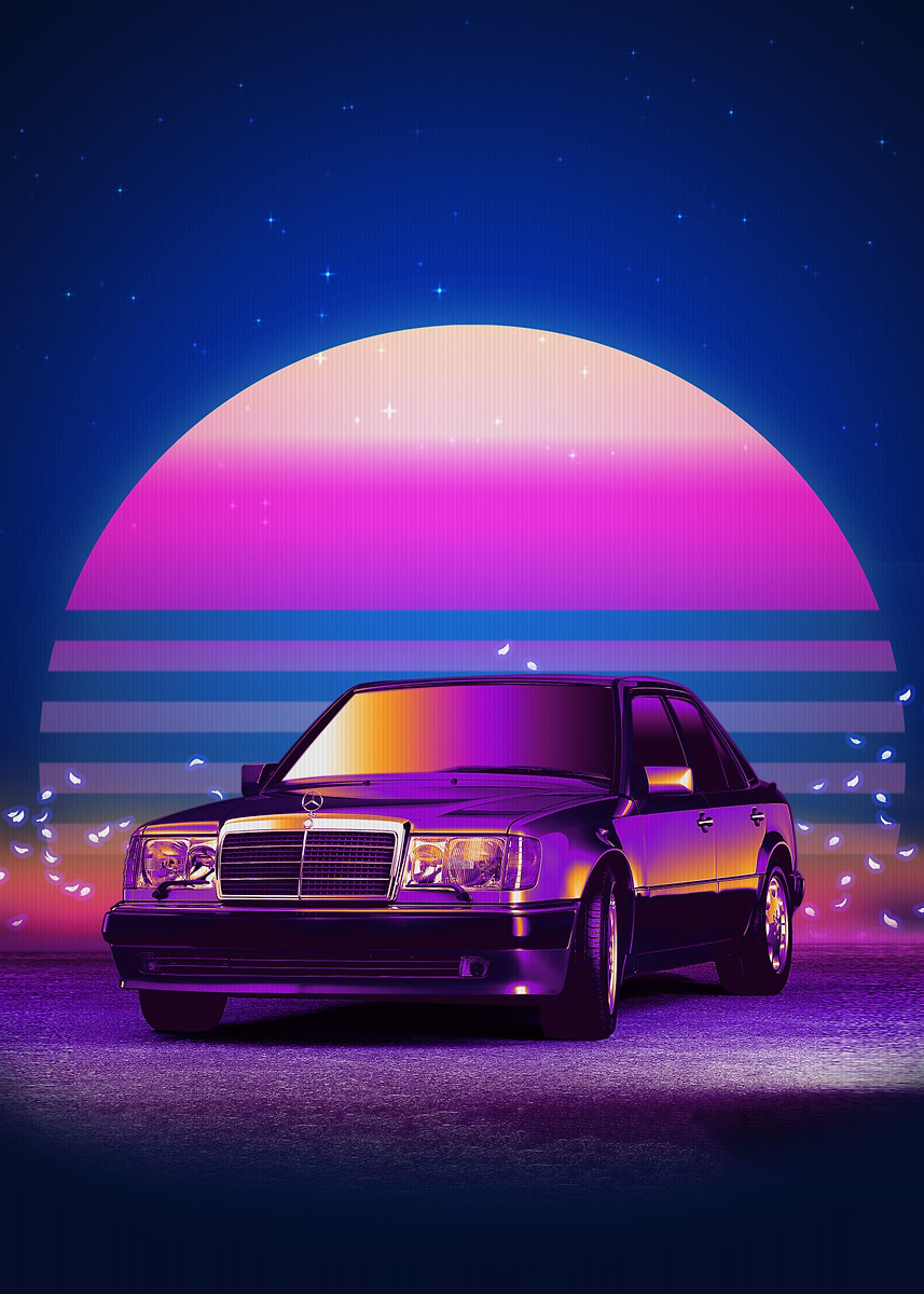 Mercedes-Benz W124 Retro Art' Poster, picture, metal print, paint