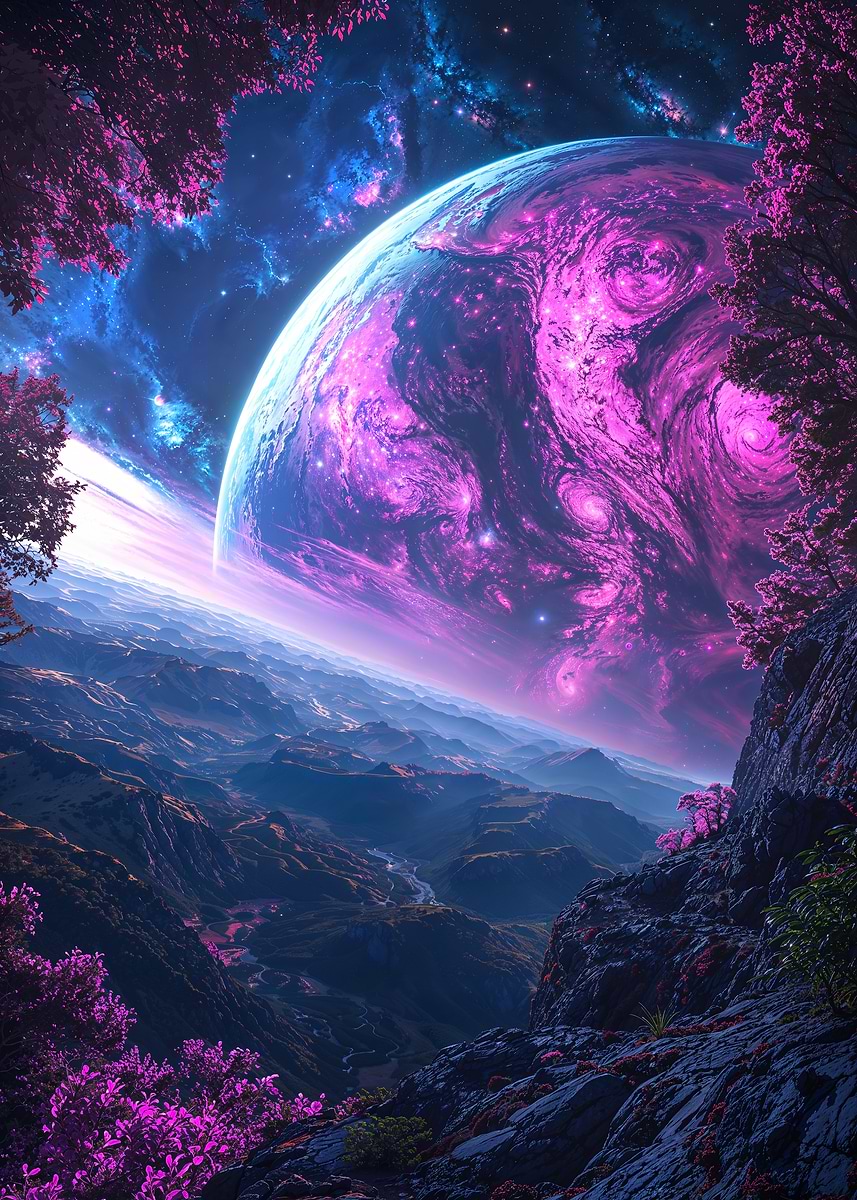 Riftworld Awakening — from the Alien Worlds collection, a Pixaverse metal print