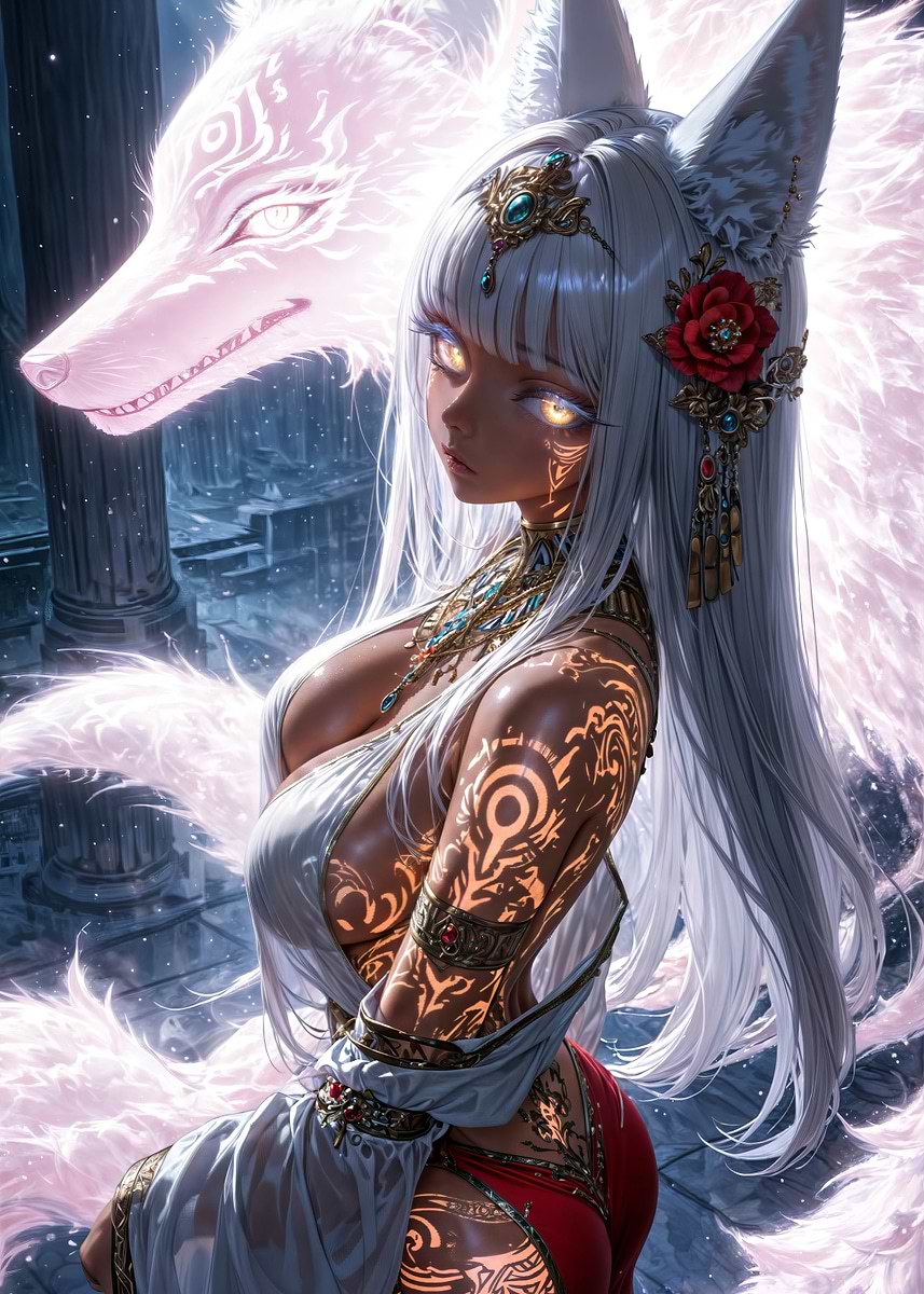White Fox Spirit' Poster, picture, metal print, paint by Fresh