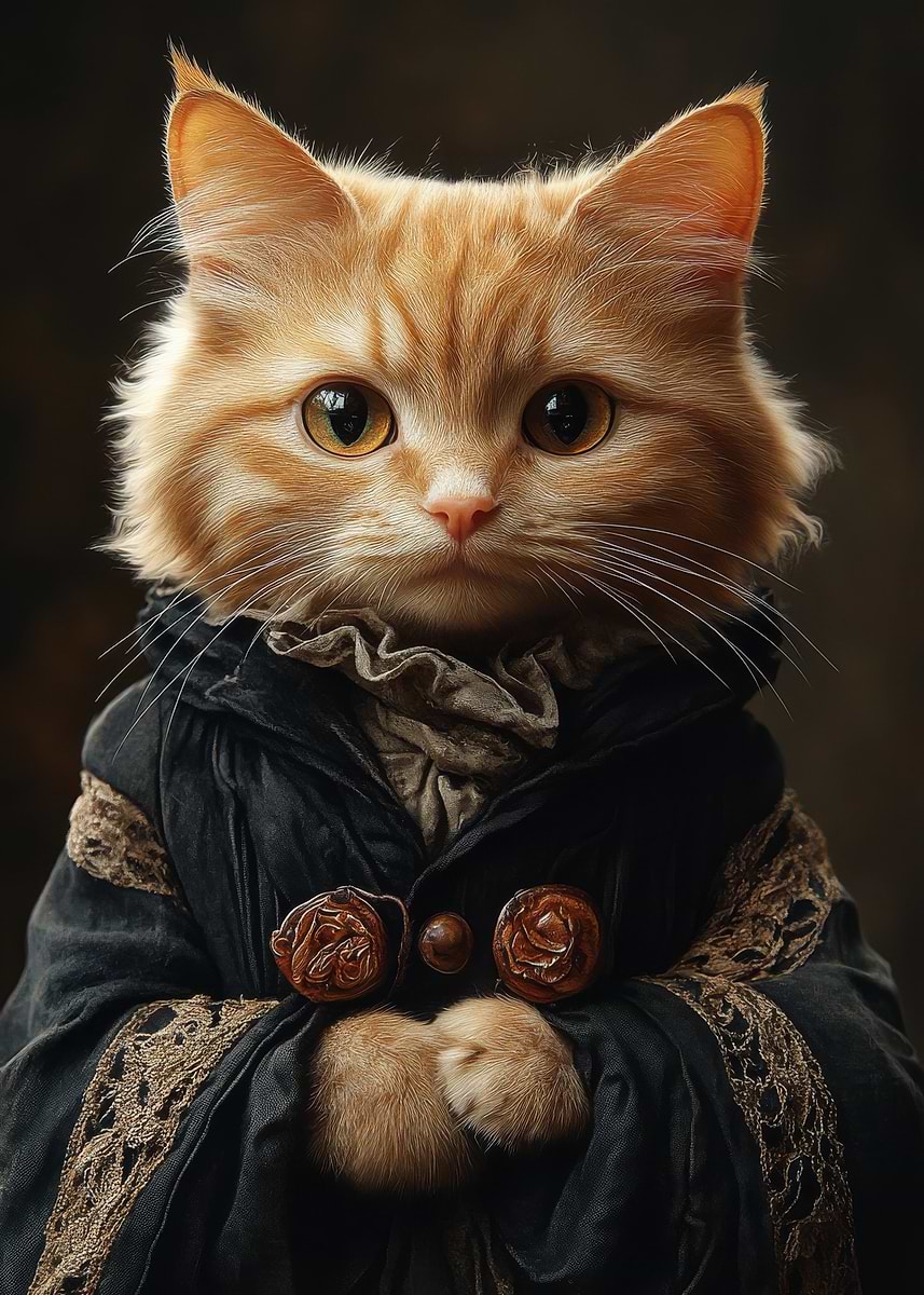 'Cat in a Robe' Poster, picture, metal print, paint by PUR PUR | Displate