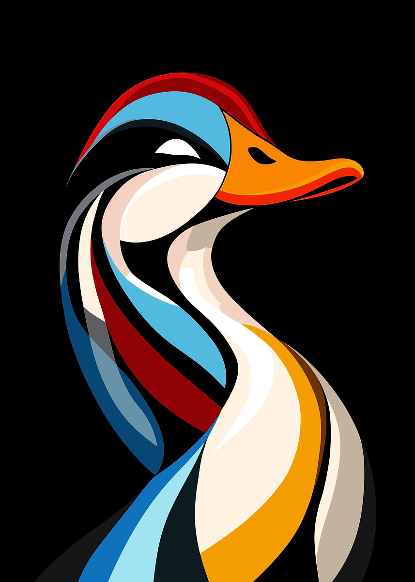 'Abstract Duck Illustration' Poster, picture, metal print, paint by ...
