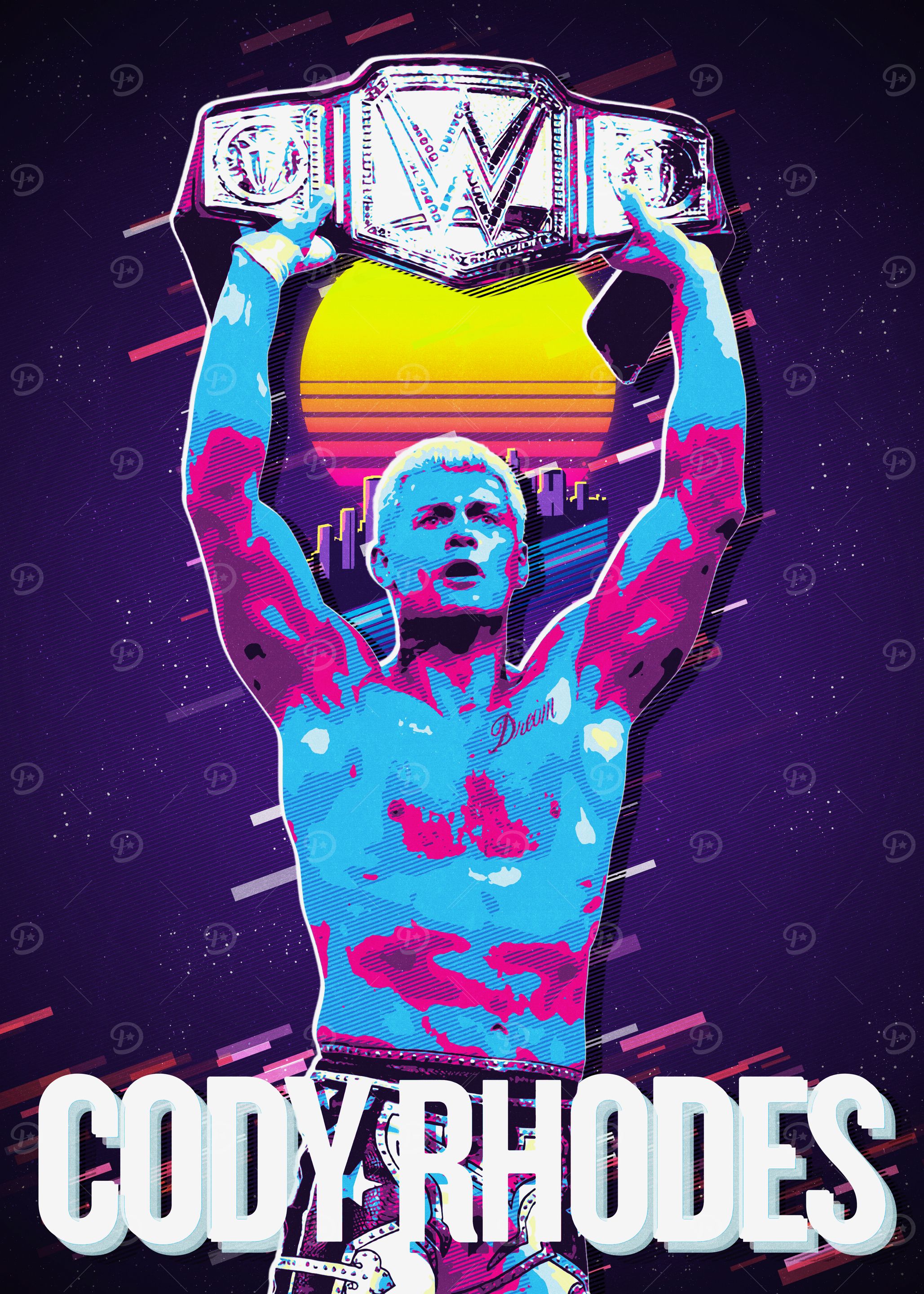 Cody Rhodes WWE Champion' Poster, picture, metal print, paint by