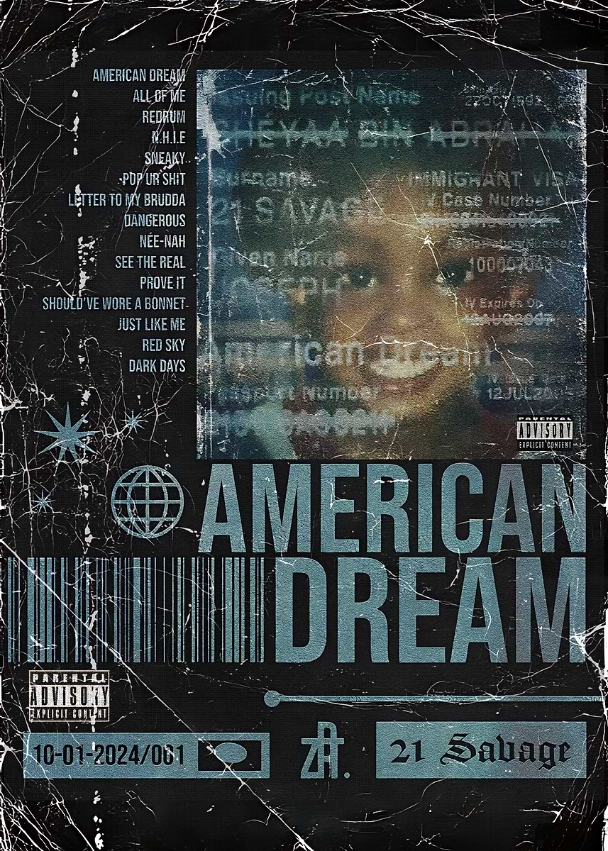 21 Savage - American Dream Album Cover' Poster, picture, metal