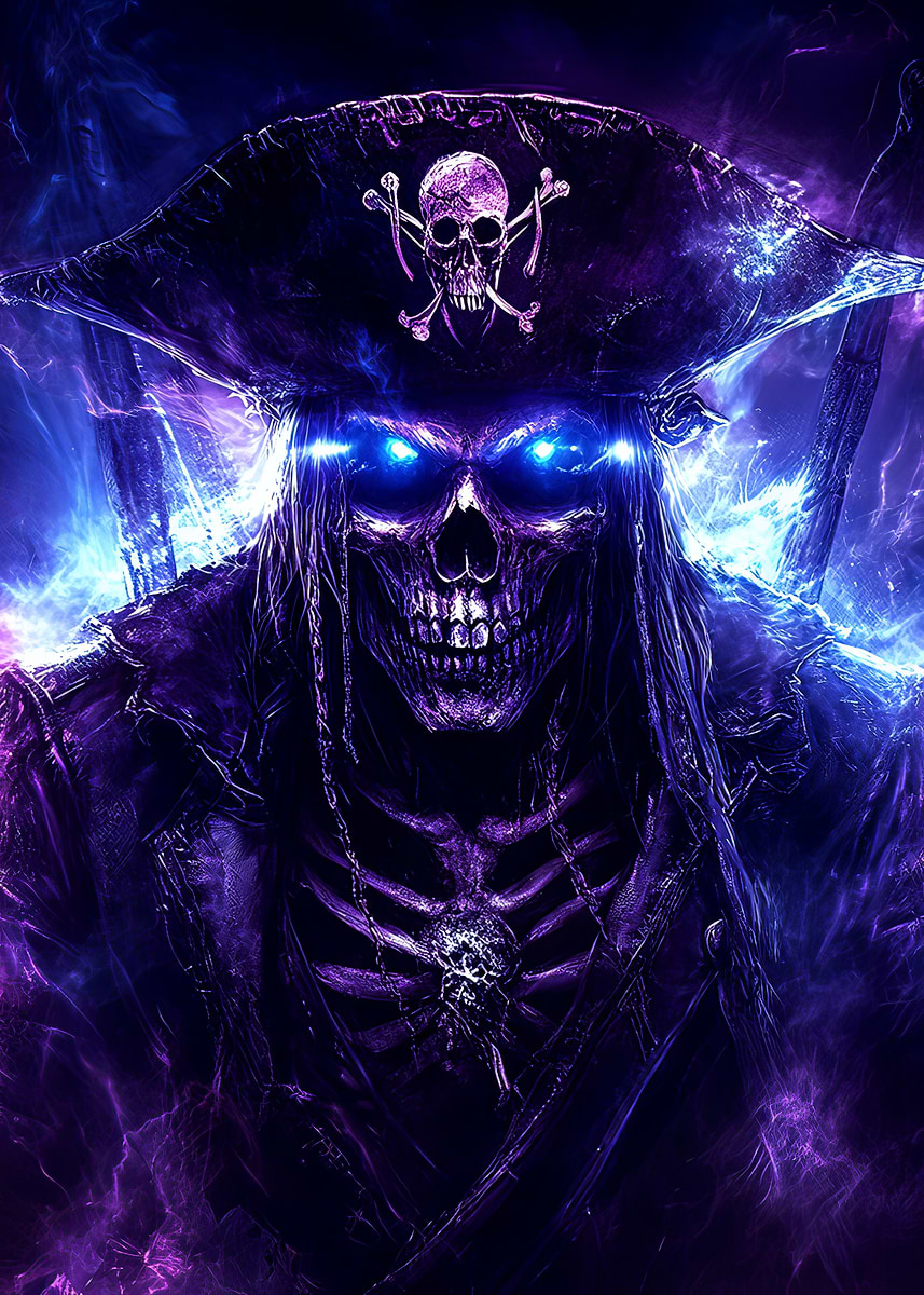 Spectral Pirate Skull' Poster, picture, metal print, paint by Dare