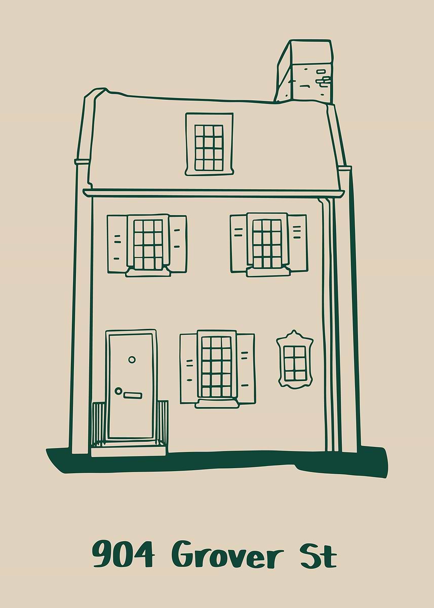 'Green Line House Illustration,Cute Home Wall Art' Poster, picture ...