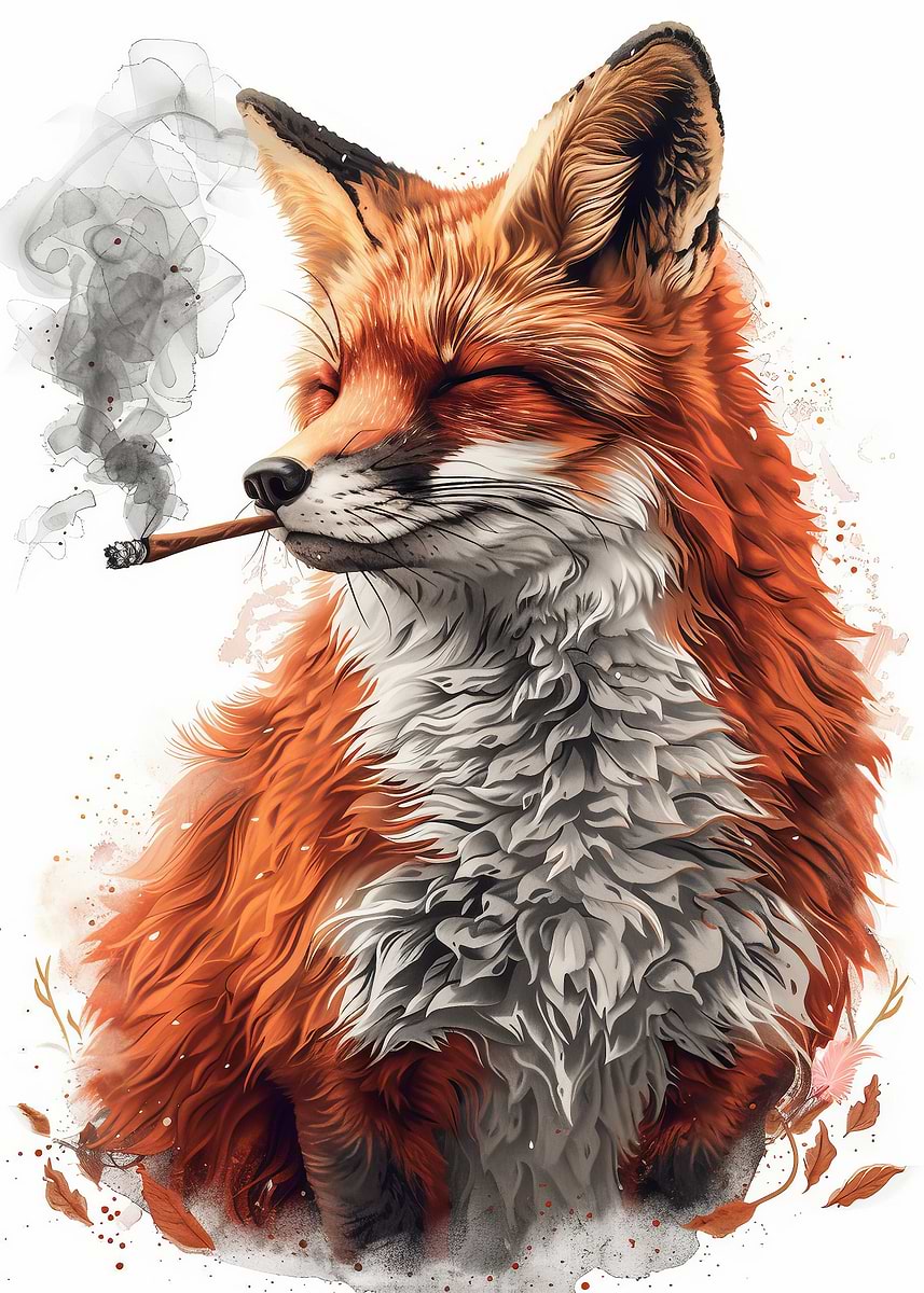 fox cigarette meme Aggressive Fire-Like with 'Fox Smoking' Poster, picture, metal