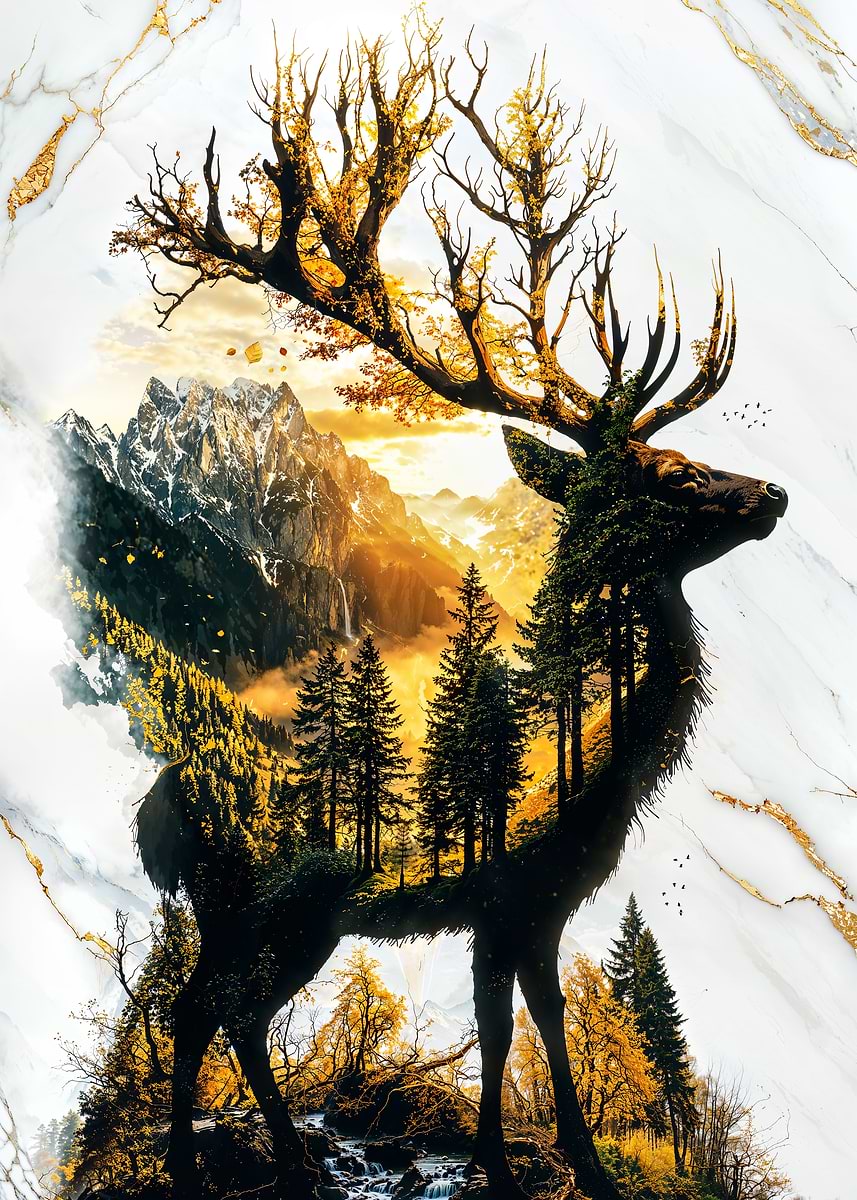 Verdant Monarch of the Golden Grove — from the Avatars Of Nature collection, a Pixaverse metal print