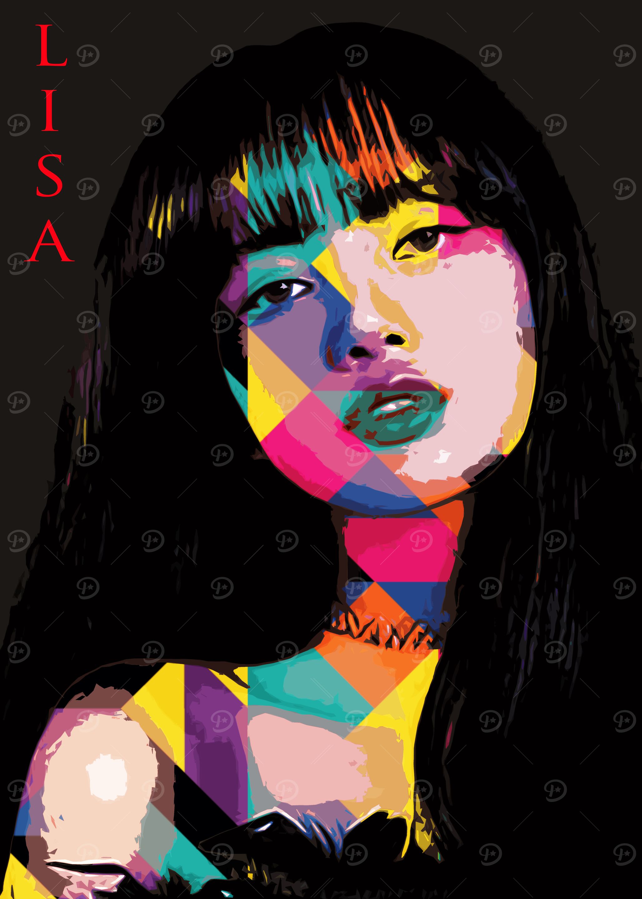 【たい・新品 No 216】 ポップアート BLACK PINK LiSA Lisa Blackpink Pop Art Portrait' Poster, picture, metal print