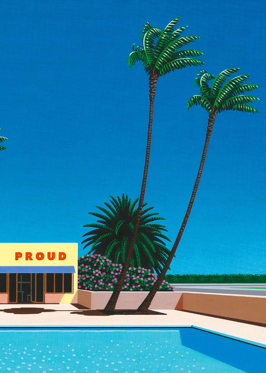 永井博　B2ポスター　HIROSHI NAGAI POSTER POOLSIDE Hiroshi Nagai Poolside in Las Vegas Print, Authentic Las