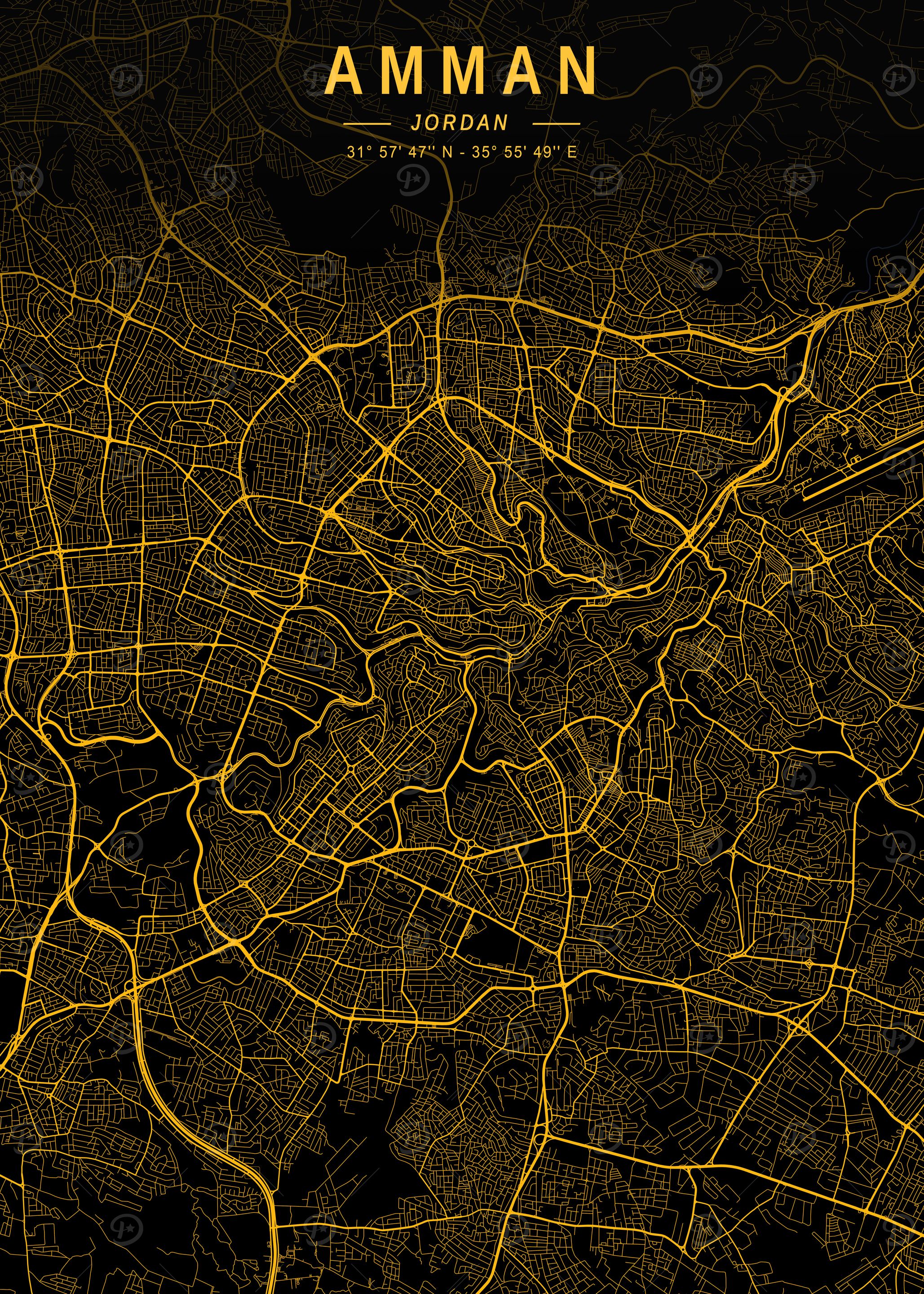 'Amman Golden Map' Poster, picture, metal print, paint by DesignerMind ...