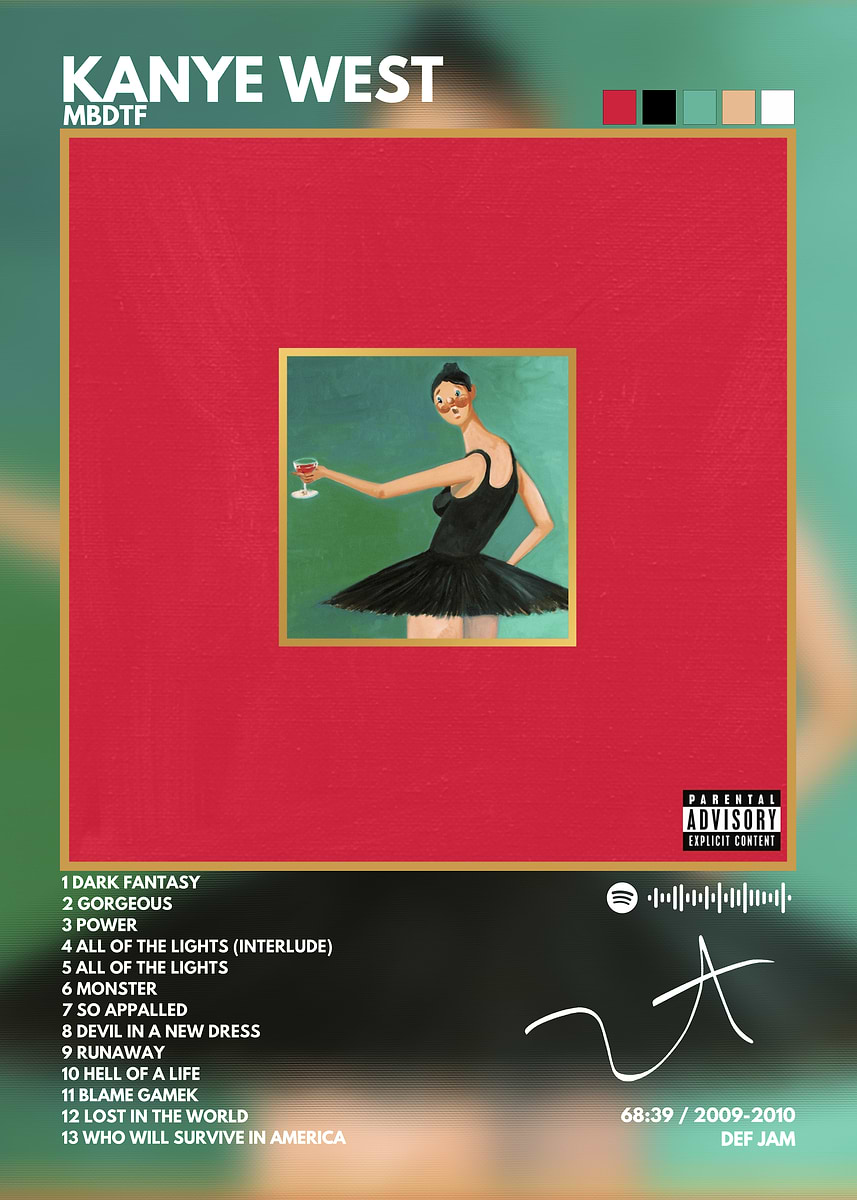 Kanye West MBDTF Album Cover' Poster, picture, metal print, paint