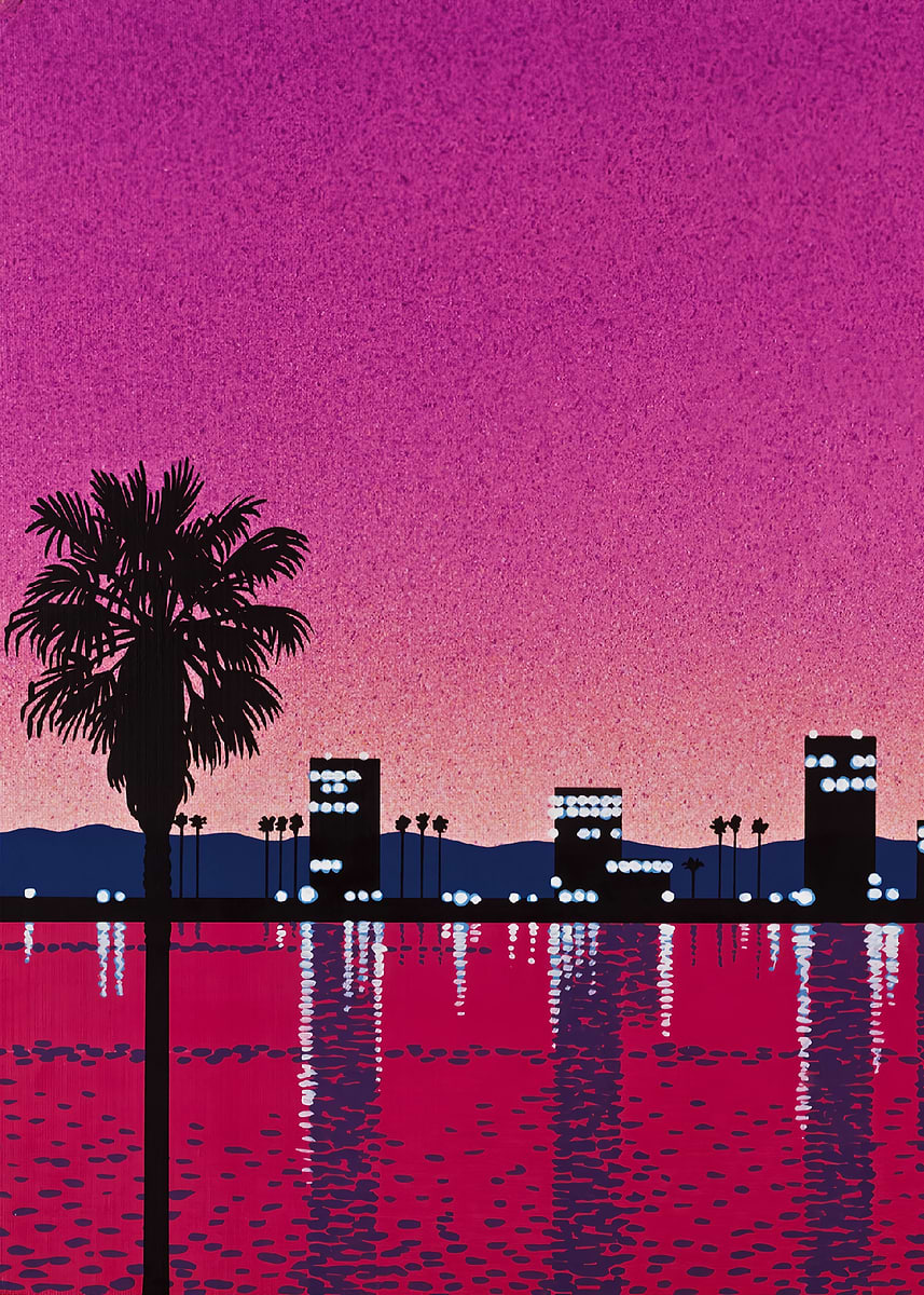 Hiroshi Nagai Pink Sunset Cityscape' Poster, picture, metal print