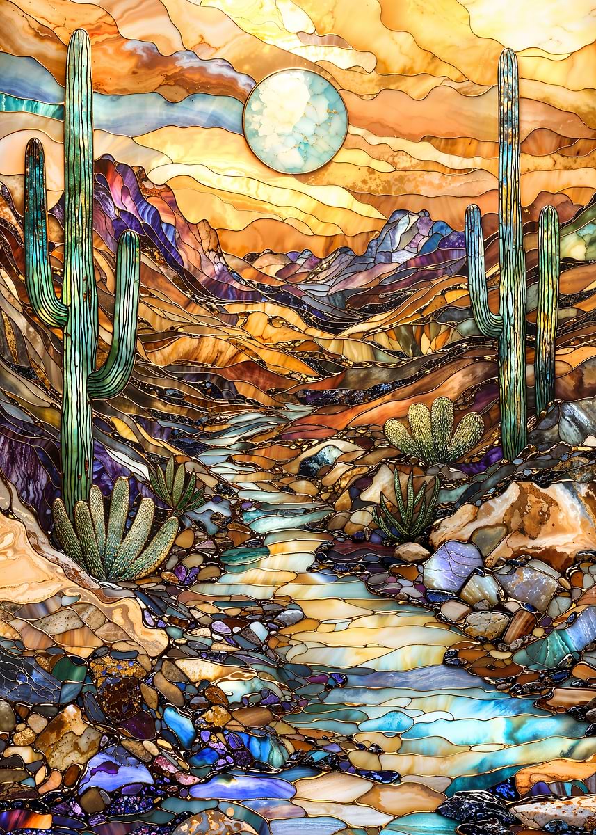 Jewels of the Sunscape — from the Mosaic Marvel collection, a Pixaverse metal print