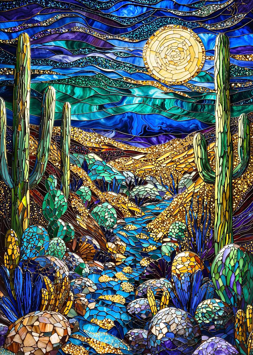 Midnight Dunes Mosaic — from the Mosaic Marvel collection, a Pixaverse metal print
