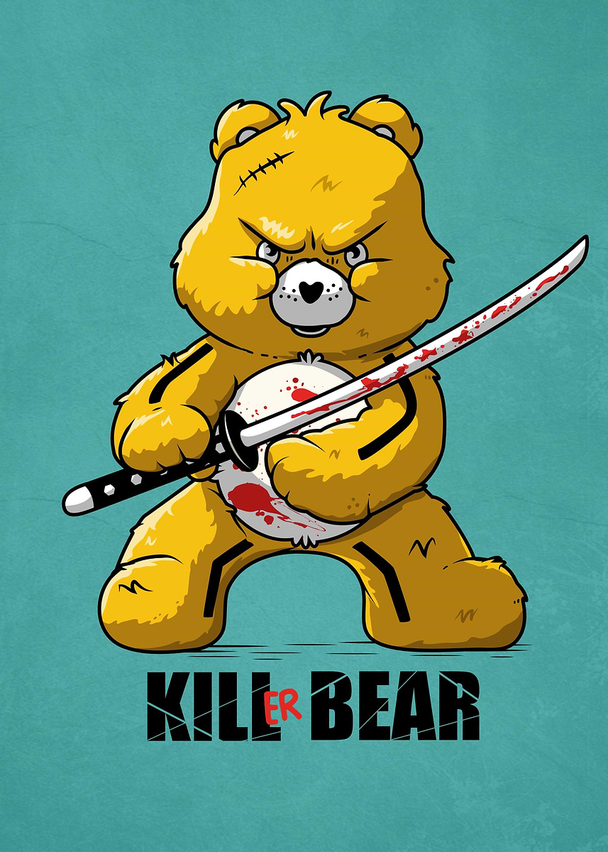 【一点物イラストアート】Killer Bear【F0号】現代アート ✡2024年製作✡】Killer Bear(キラーベアー)【F0号】現代アート