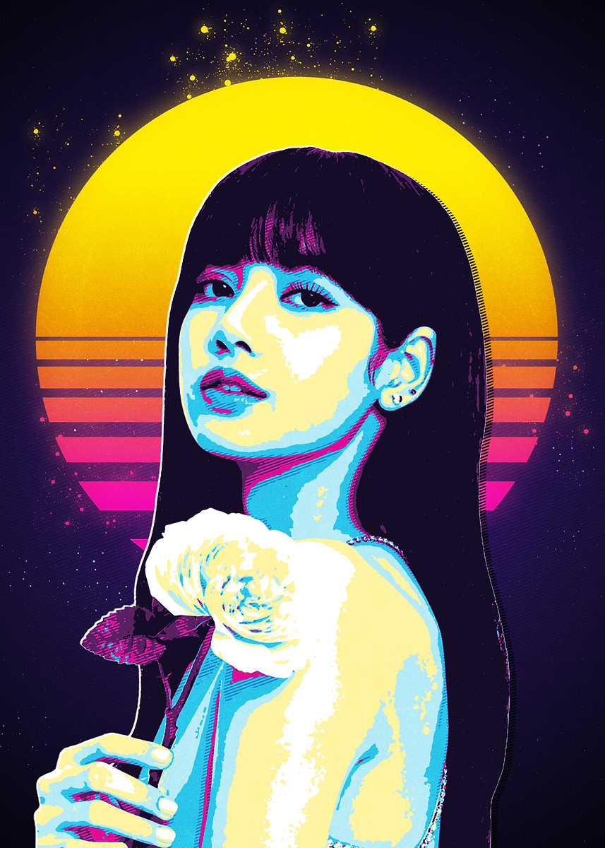 Lisa Blackpink Retro Pop Art Portrait' Poster, picture, metal