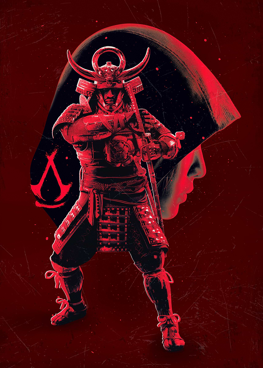 AC Shadows: Yasuke' Poster, picture, metal print, paint by