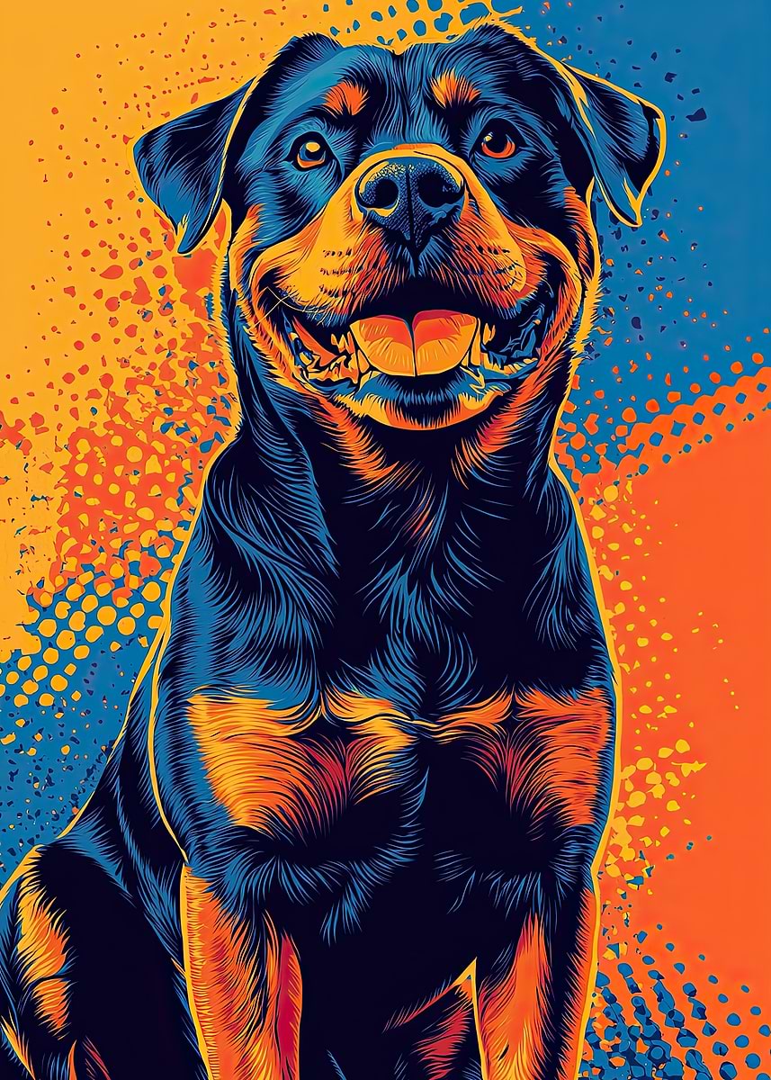 Rottweiler Portrait' Poster, picture, metal print, paint by