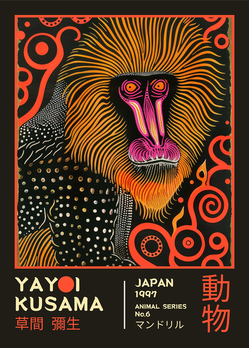 Yayoi Kusama Mandrill No.6 Exhibition Poster' Poster, picture
