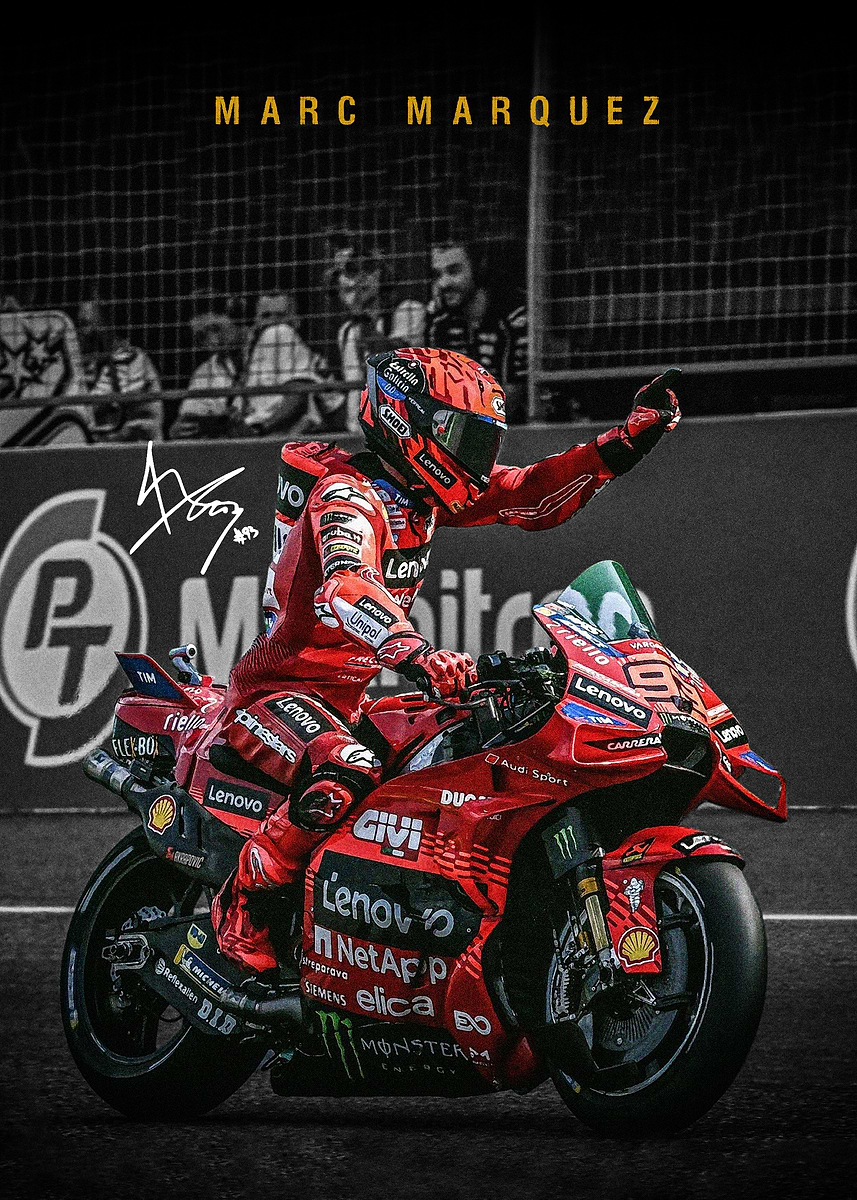 Marc Marquez MotoGP Poster' Poster, picture, metal print, paint by