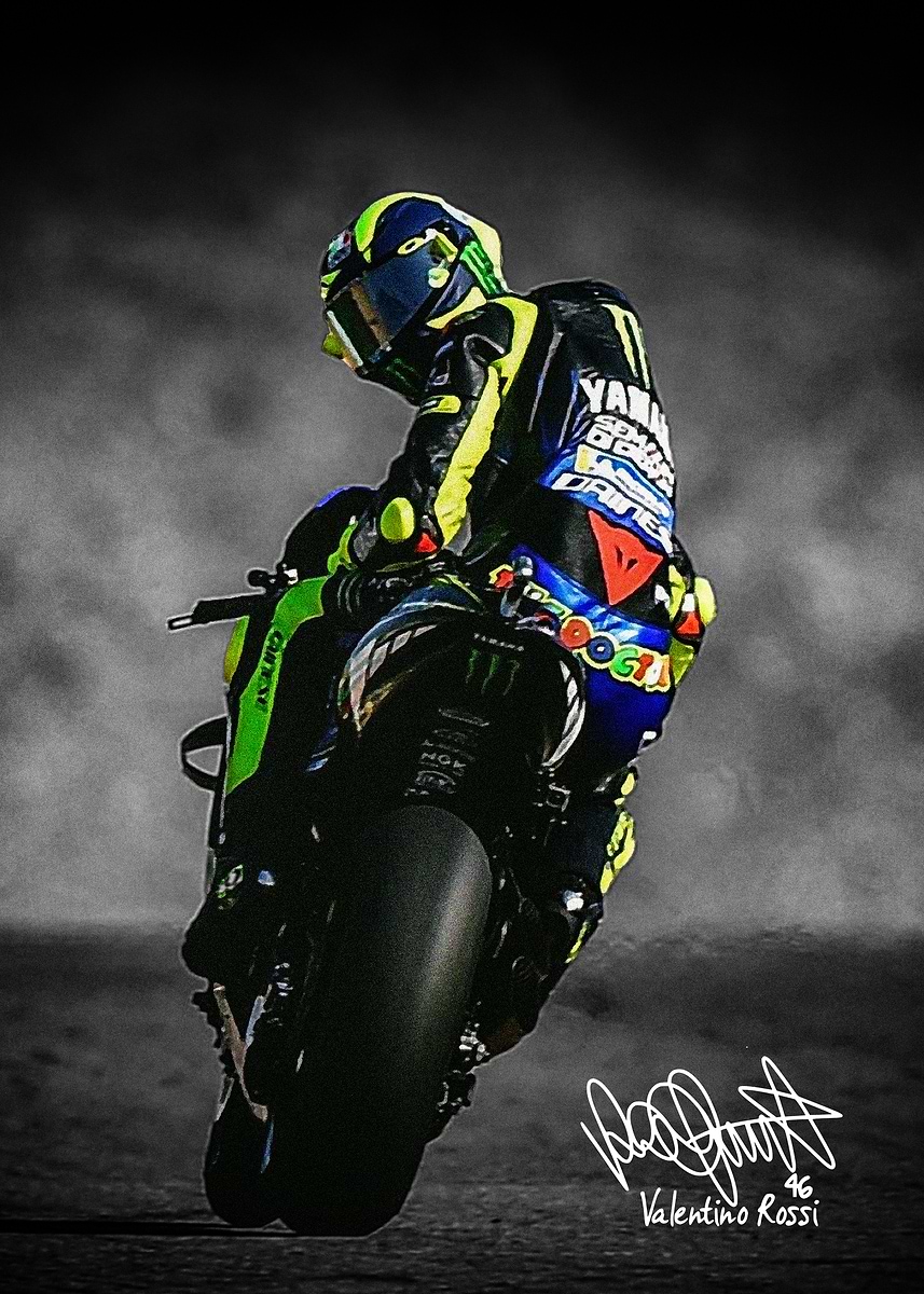Affiche Valentino Rossi – Poster Moto GP, Style Vintage, Déco Fan