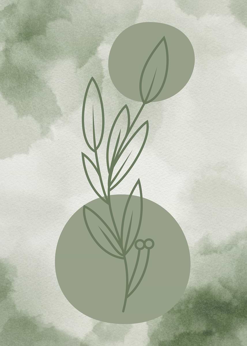 'Green Branch Minimalist Boho' Poster, picture, metal print, paint by ...