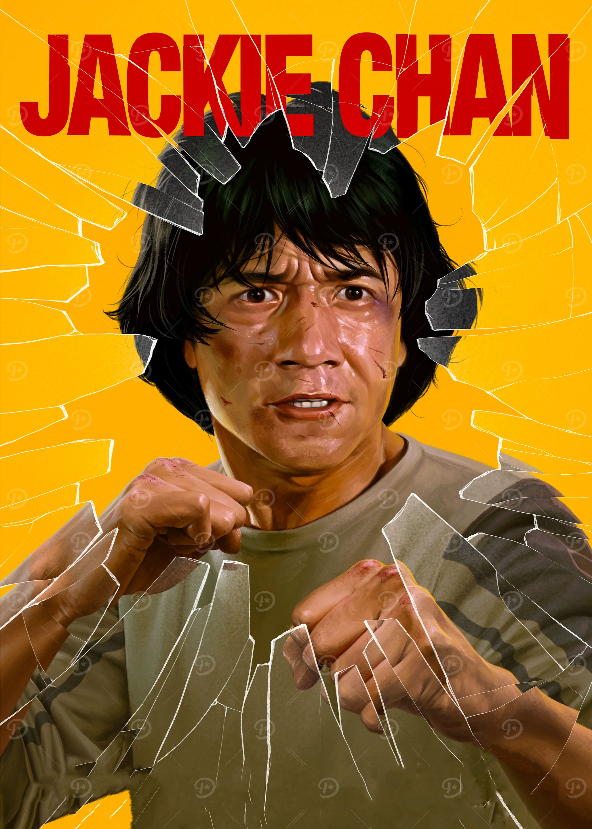 Jackie Chan Poster' Poster, picture, metal print, paint by Bas UKy