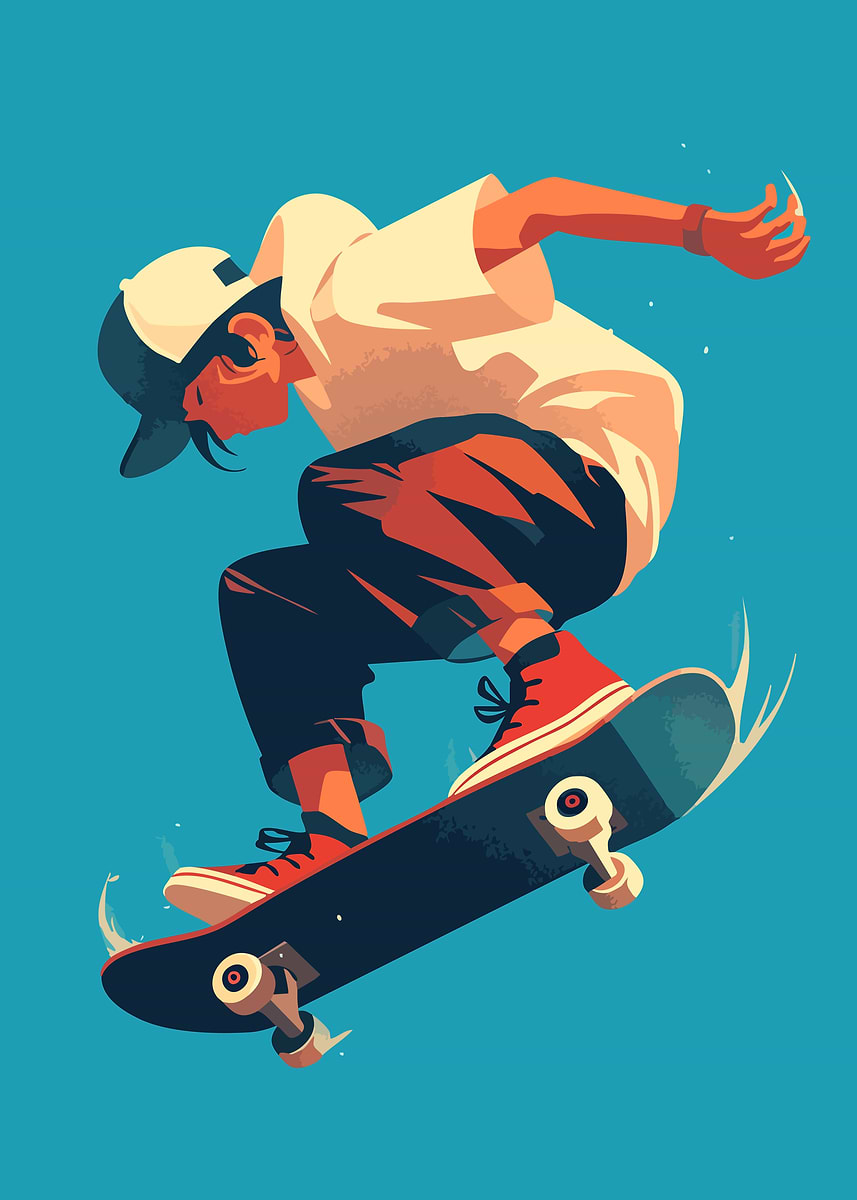 Skateboarder Skater Minimalist Art Illustration' Poster, picture