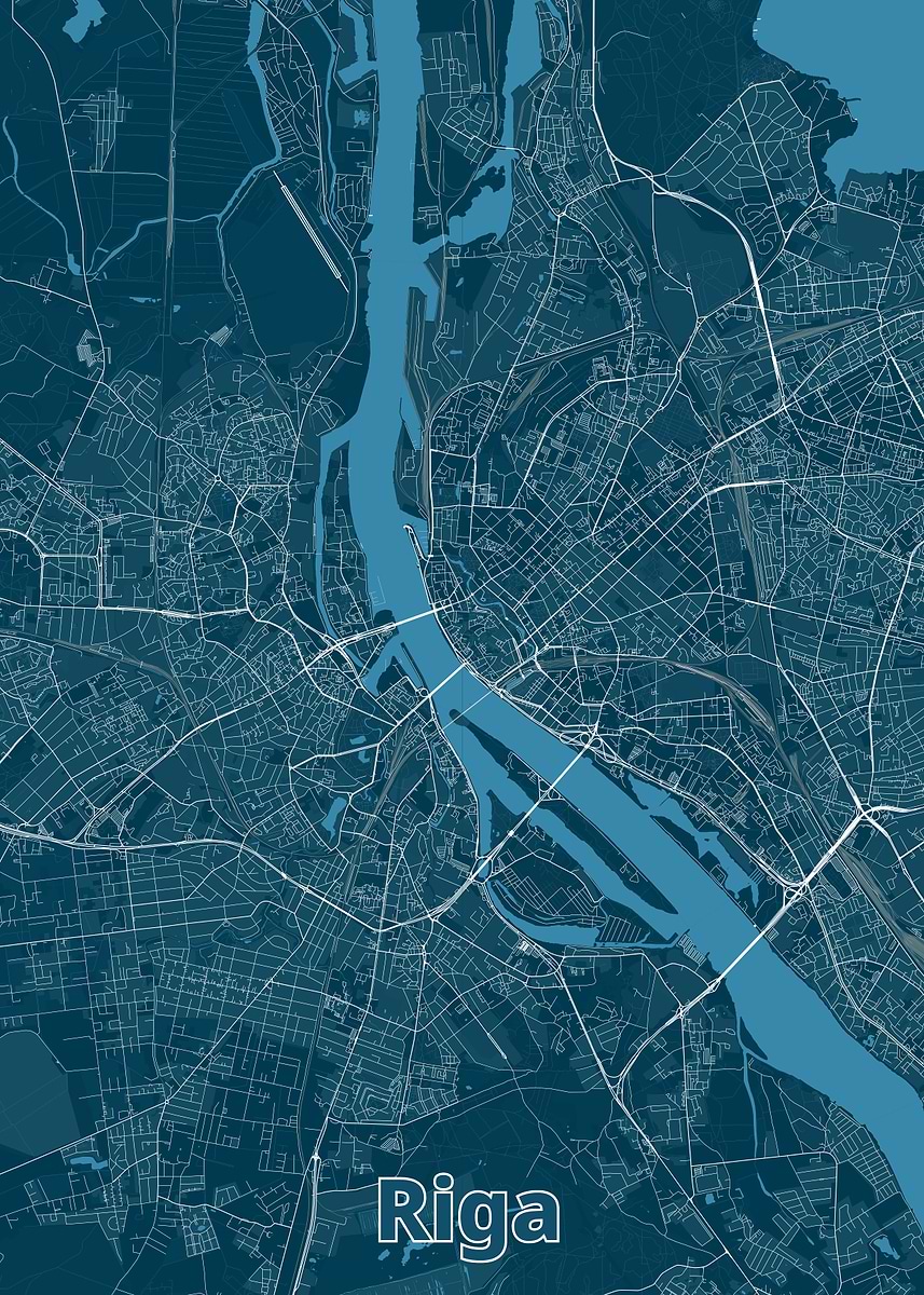'Riga City Map' Poster, picture, metal print, paint by Sam Kal | Displate