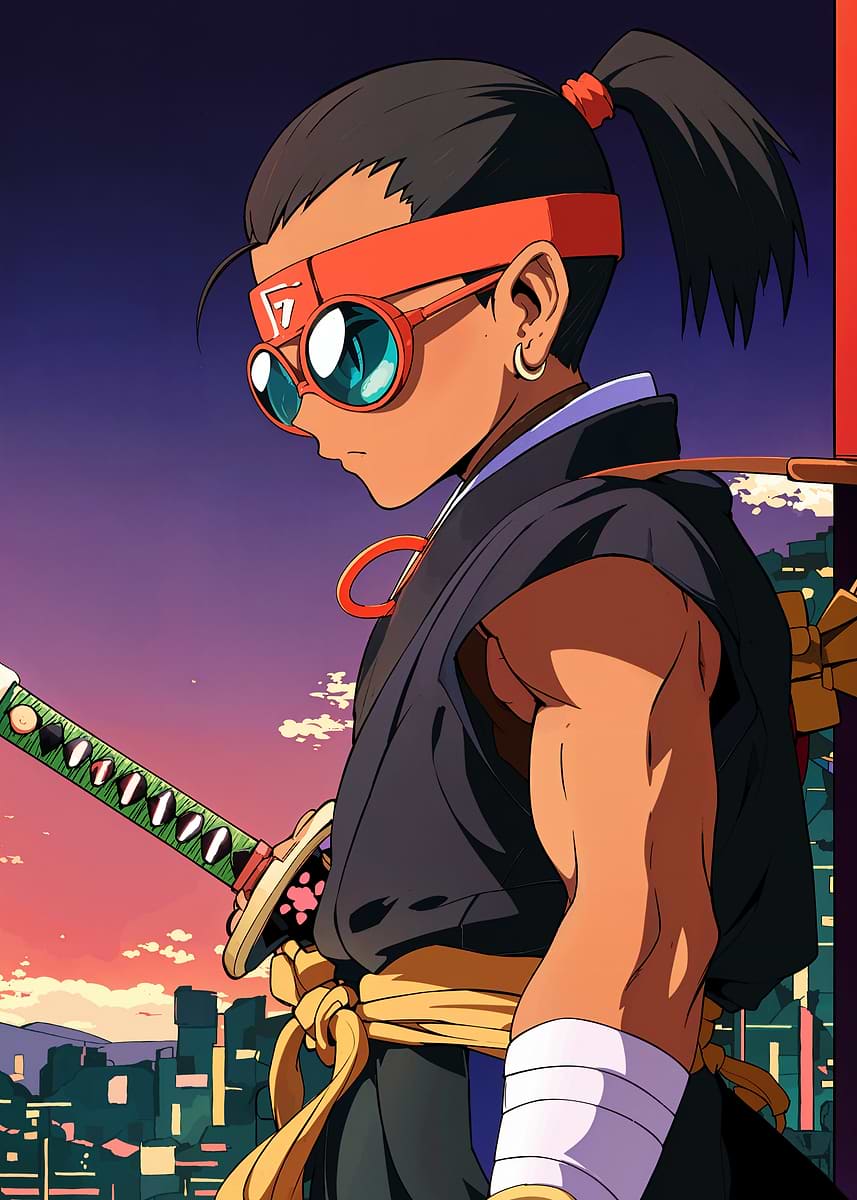 'Samurai Anime Character' Poster, picture, metal print, paint by ...