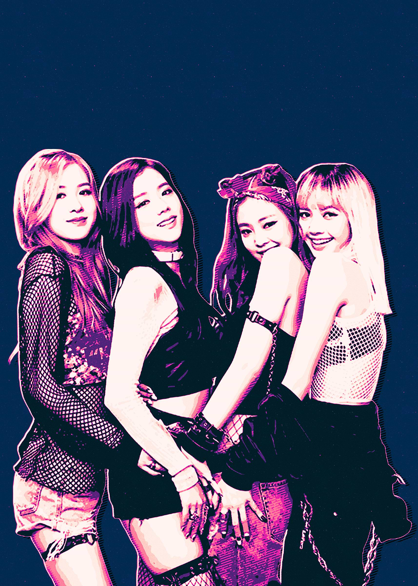 Blackpink K-Pop Girl Group Portrait' Poster, picture, metal print