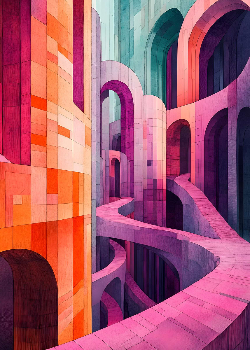 'Abstract Architectural Design' Poster, picture, metal print, paint by ...
