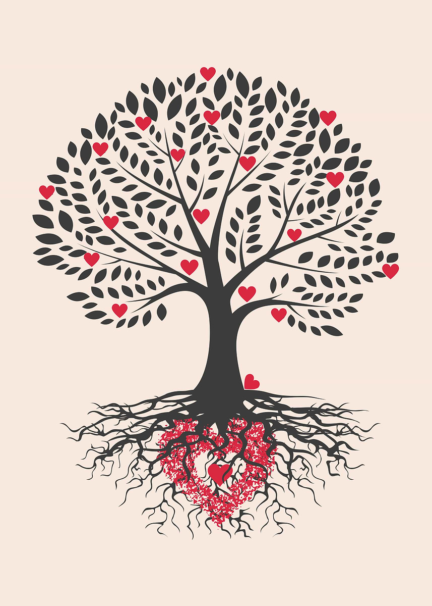 Love Wisdomtree 'Love Tree Illustration' Poster, picture, metal print, paint by Nicolas ...