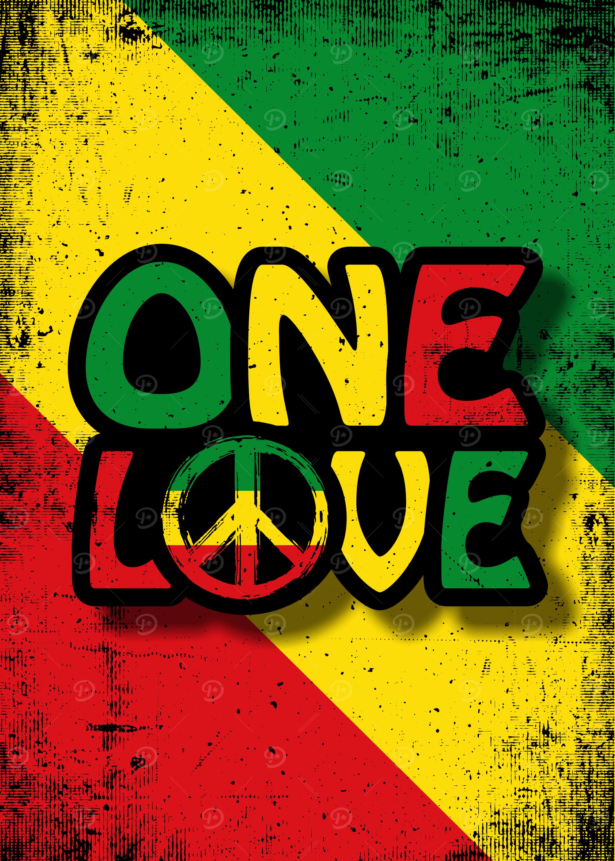 One Love Peace Sign Reggae Poster' Poster, picture, metal print