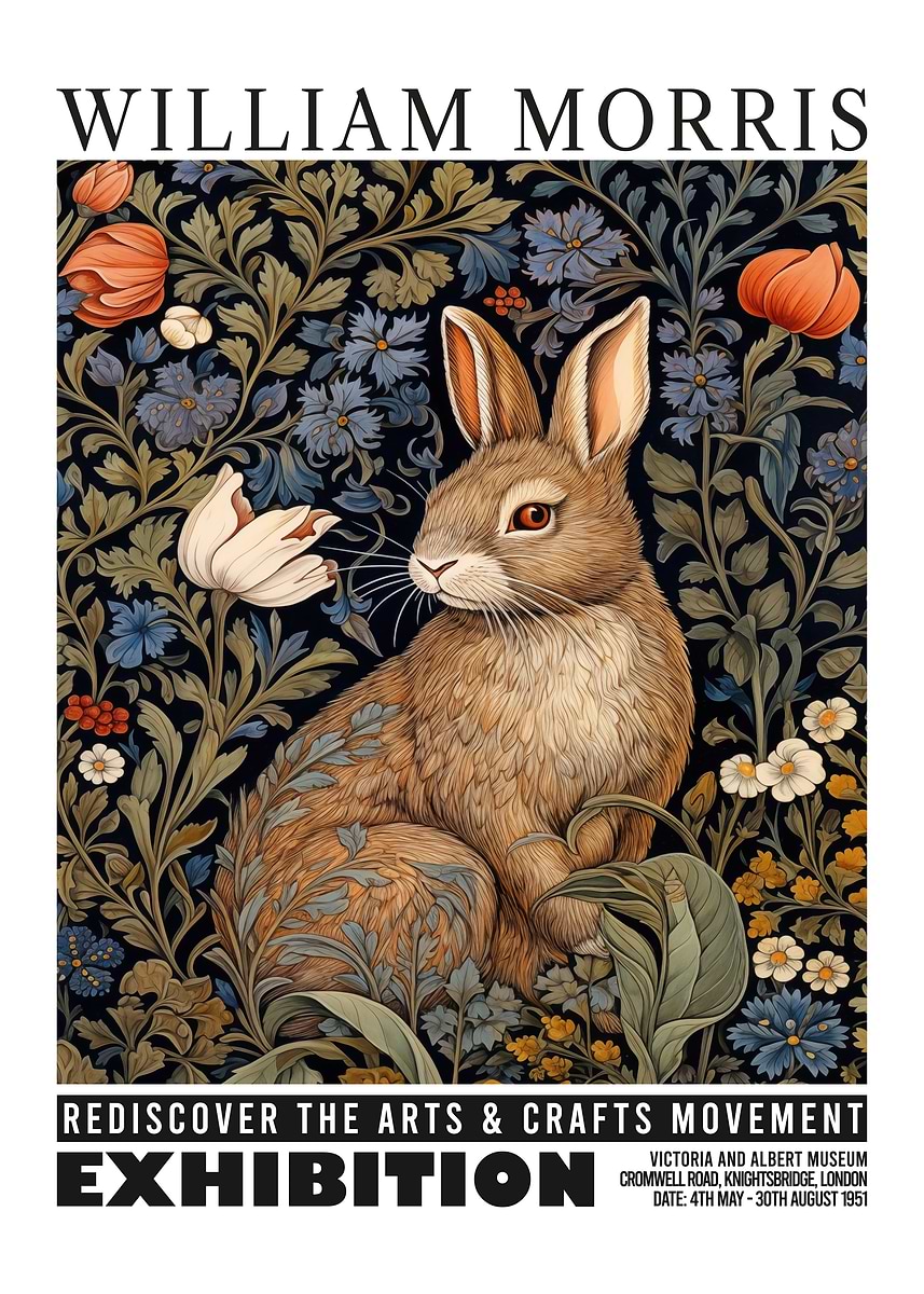 'Morris Rabbit Botanical Exhibition' Poster, picture, metal print ...