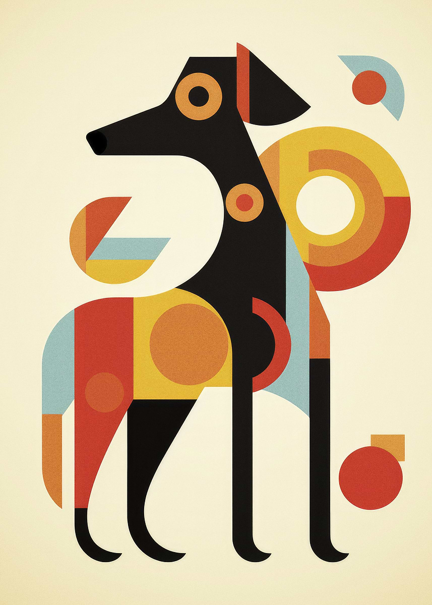 'Geometric Dog Art Print' Poster, picture, metal print, paint by almost ...